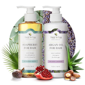 Tree To Tub Biotin Fine Hair Thickening Shampoo for Thicker, Fuller Volume & Moisturizing Conditioner for Dry Hair Dry Scalp - Gentle Volumizing Sulfate Free Argan Oil Shampoo and Conditioner
