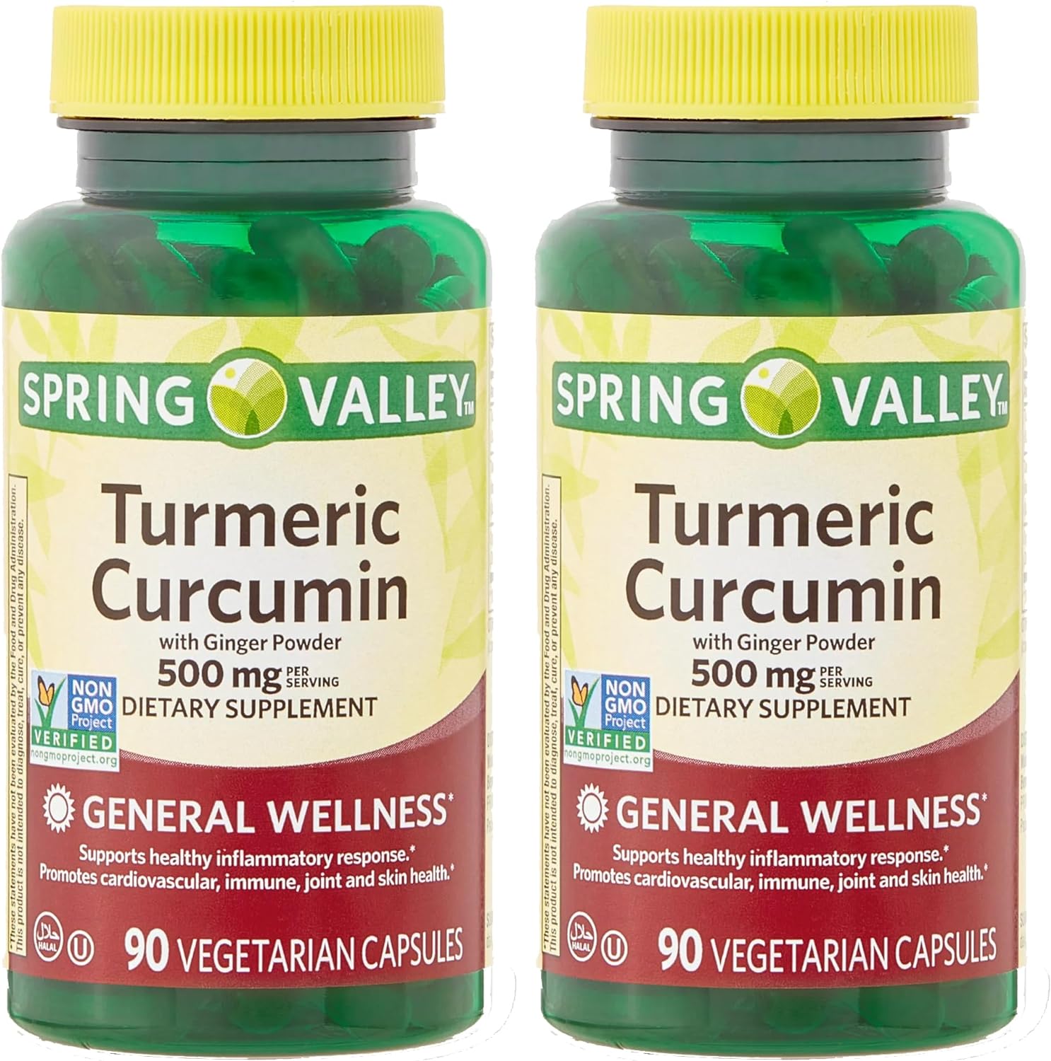 Spring Valley Turmeric Curcumin 500mg with 50mg Ginger Powder Twin Pac