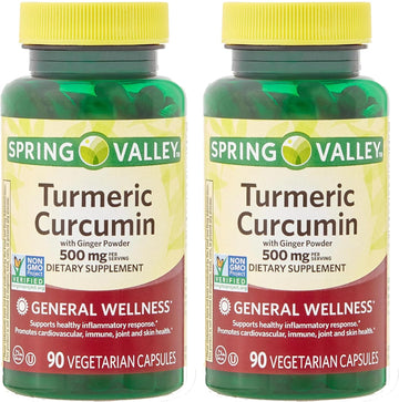 Spring Valley Turmeric Curcumin 500mg with 50mg Ginger Powder Twin Pac