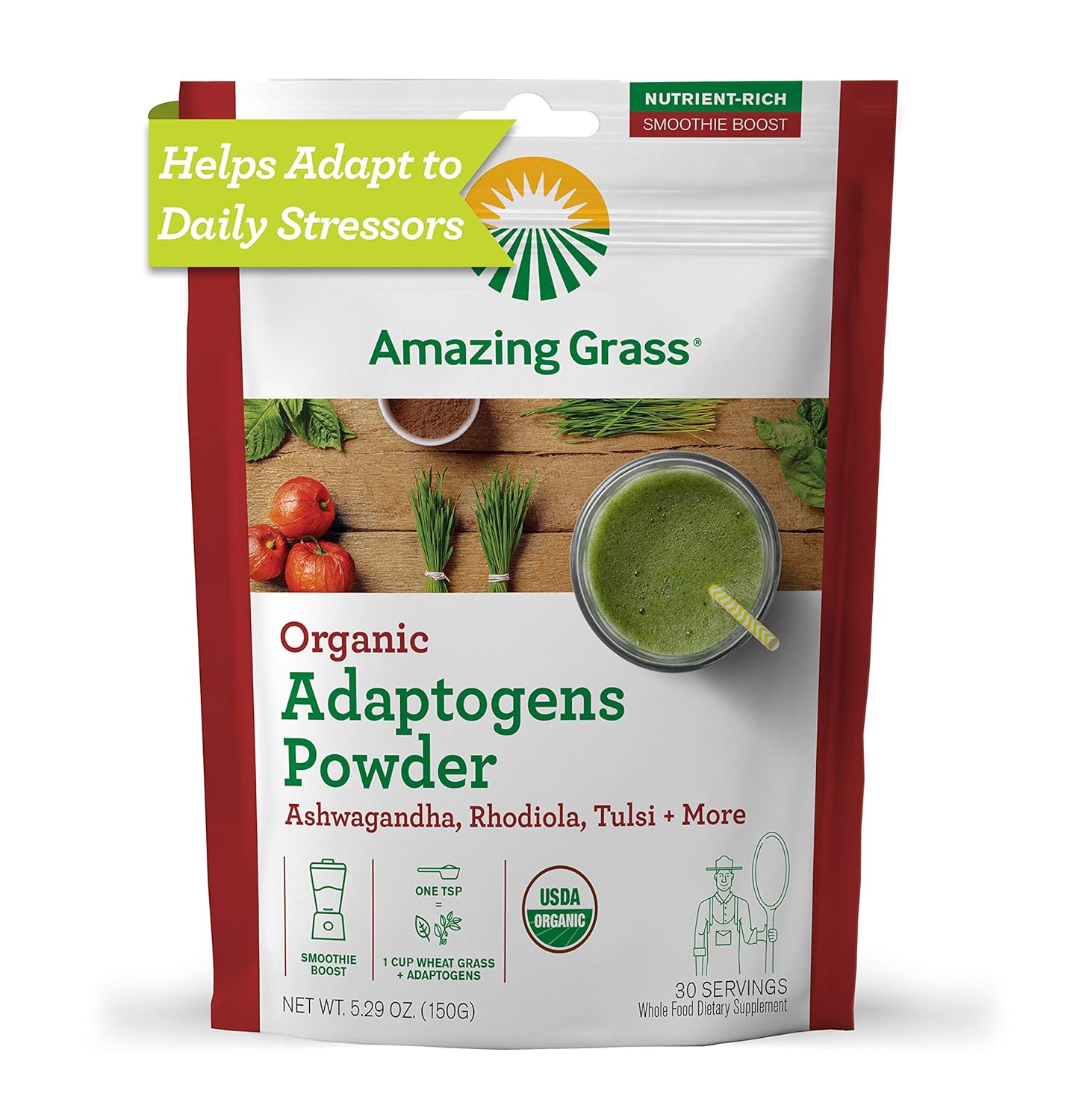 Amazing Grass Adaptogens Booster Smoothie Mix: Greens Powder With Ashw