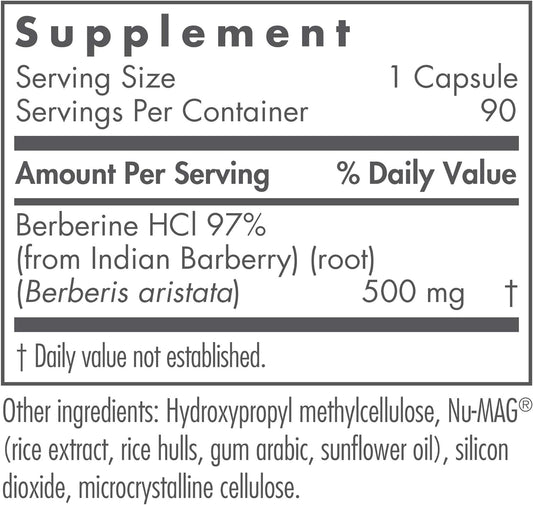 Nutricology Berberine 500 - Metabolic Liver Support - 90 Vegetarian Ca3.53 Ounces