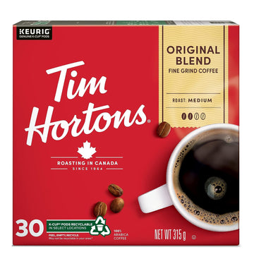Tim Hortons Single Serve Coffee Original Blend K-Cup Pods for Keurig Coffee Makers (30 K-Cups)