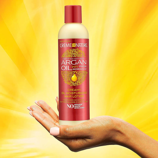 Argan Oil Hair Lotion by Creme of Nature, Creamy Oil Mousturizer to Help Restore Moisture and Add Shine, 8.45