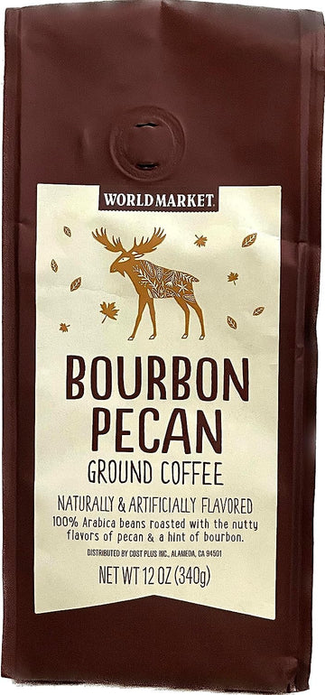 World Marke Bourbon Pecan Ground Coffee Beans - Seasonal Limited Edition Coffee Pure Arabica, Great Aroma Rich Flavored Coffee | Gourmet Blend of Central & South American |  1 Pack