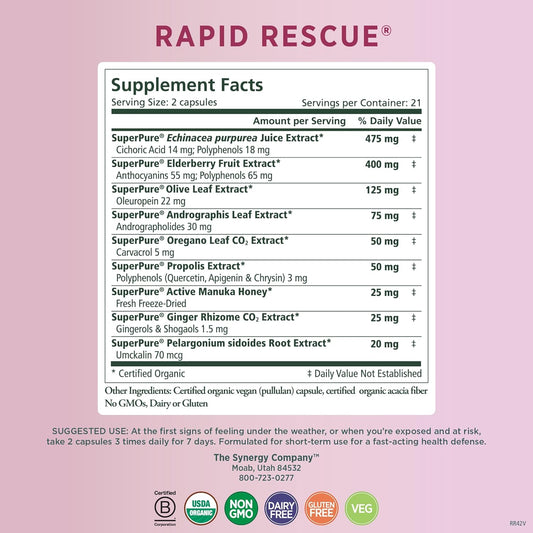 PURE SYNERGY Rapid Rescue | Organic Immune Support Capsules