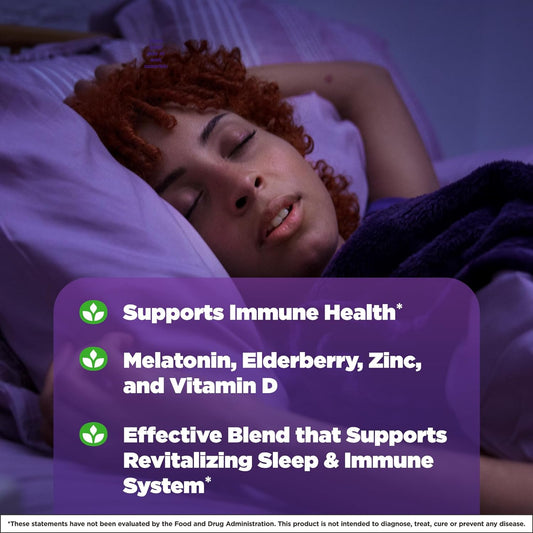 Natrol Sleep + Immune Health Melatonin 6mg with Elderberry, Zinc and Vitamin D, Dietary Supplement for Restful Sleep and Immune Support, 60 Mixed Berry-avored Fast Dissolve Tablets, 60 Day Supply