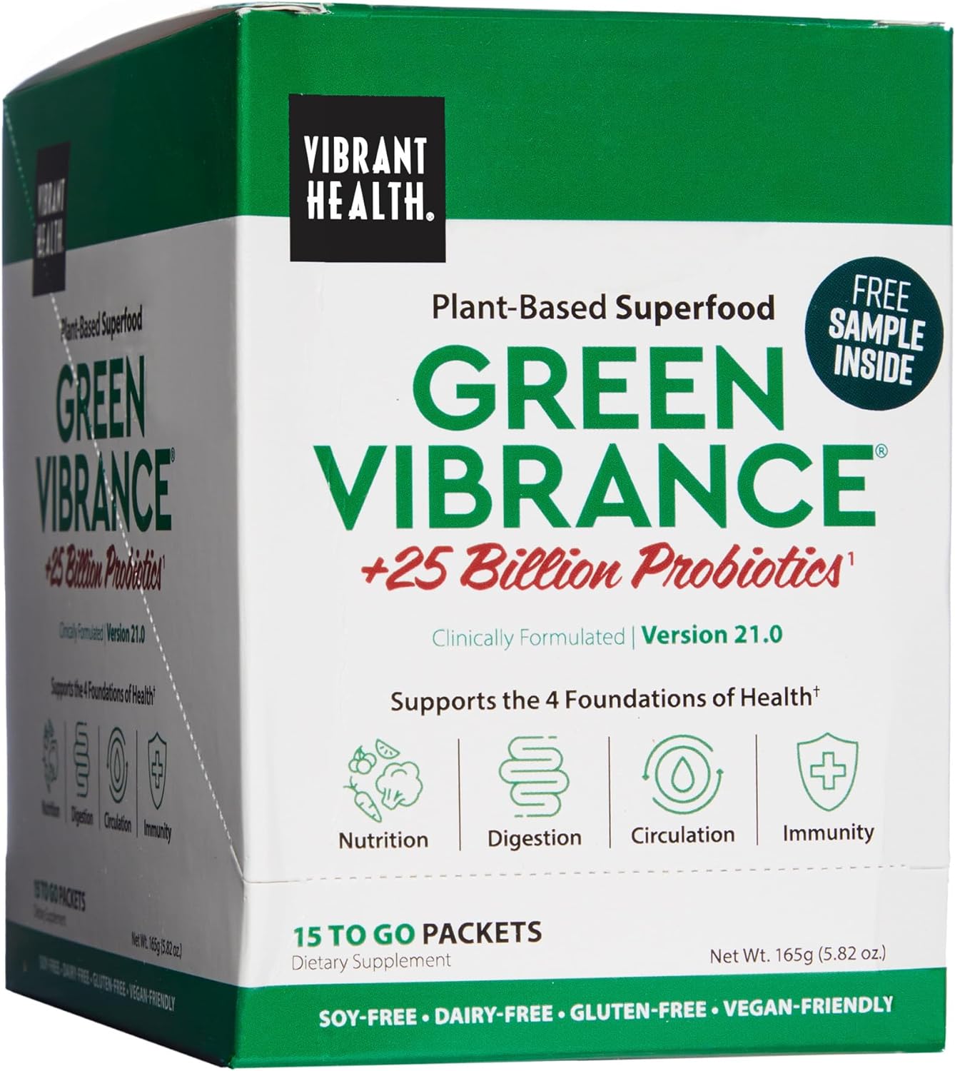 Vibrant Health, Green Vibrance Packets, Travel-Friendly Vegan Superfoo