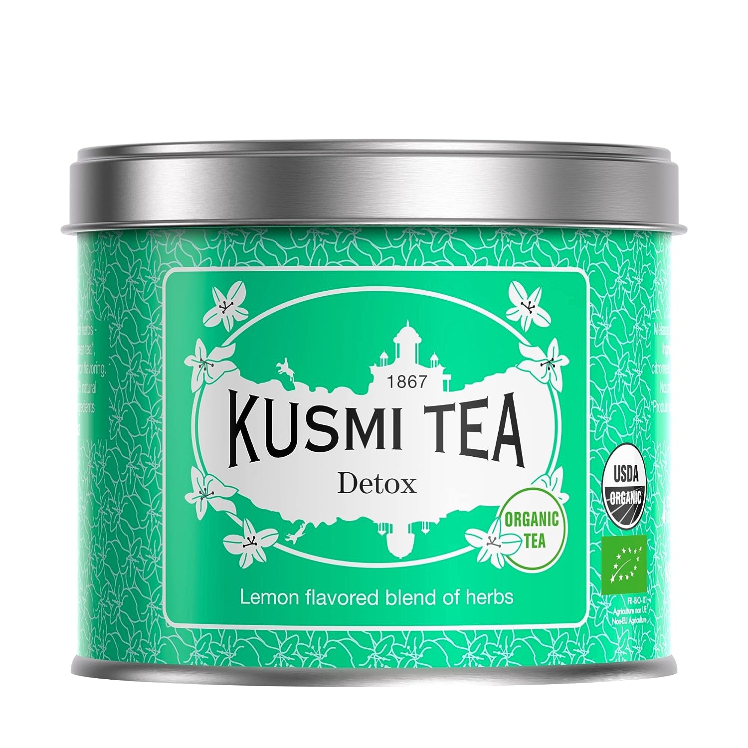 Kusmi Tea Detox -Loose Tea Tin - Organic Blend of Green Tea, Mate & Lemon - Enjoy Hot or Iced