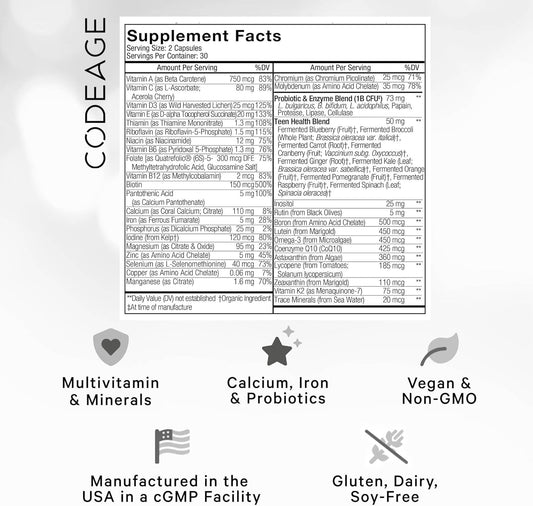 Codeage Teen?s Daily Multivitamin Supplement, 25+ Vitamins & Minerals