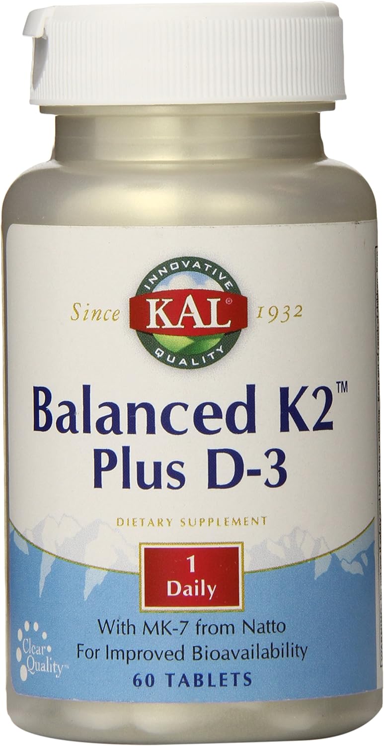 KAL Balanced K2 Plus D-3 Tablets, 100 mcg, 60 Count