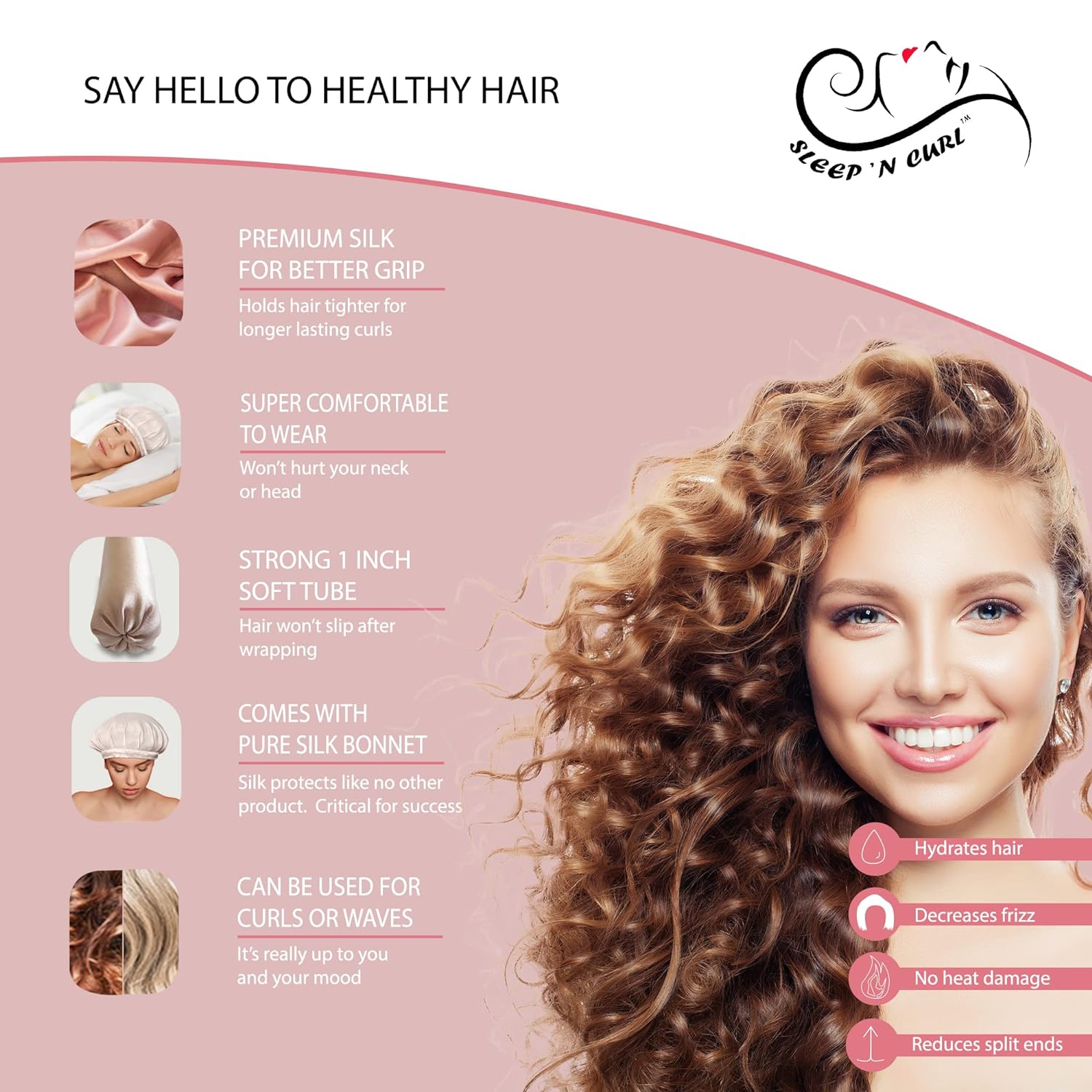 Esupli.com Sleep ‘N Curl - 100% Pure Mulberry Silk - Heatles