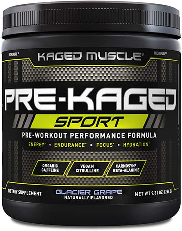 Kaged Muscle Pre Workout Powder; Kaged Muscle Pre-kaged Sport, Glacier Grape, 20 Servings., Glacier Grape, 9.31 Ounce