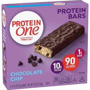 Protein One 90 Calorie Protein Bars, Chocolate Chip, Keto Friendly, 5 4.8 Ounces