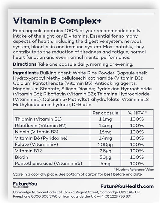 Vitamin B Complex+ Supplements  8 Key B Vitamins For Optimal Cell Hea30 Grams