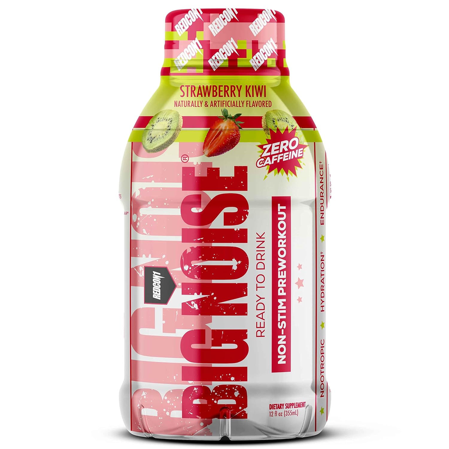 REDCON1 Big Noise RTD Pre Workout Drink, Strawberry Kiwi - Caffeine-Fr