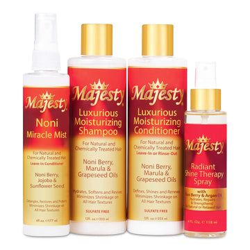 Majesty Royal Package Moisture Curls, Coils, Afros Protective-styles (shampoo, conditioner, detangler & hair oil) for hydration, protection and strengthening to repair hair for better growth