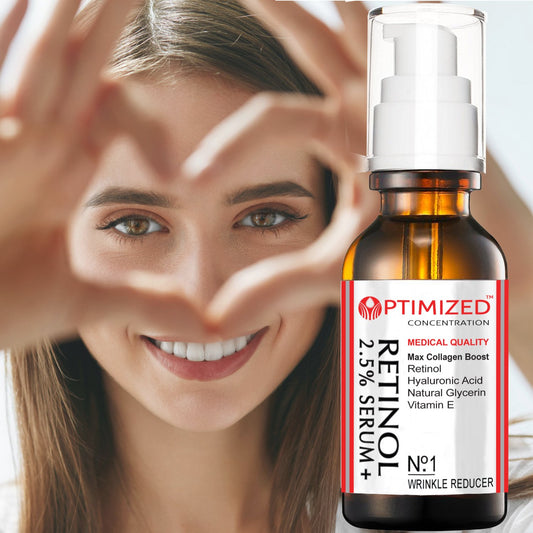 Retinol Serum 2.5% with Hyaluronic Acid, Glycerin, Vitamin E - Reduce Wrinkles, Fine Lines, Even Skin Tone, Sun Spots, Age Spots - Boost Collagen Production 1   - OPTIMIZED LAB Guaranteed