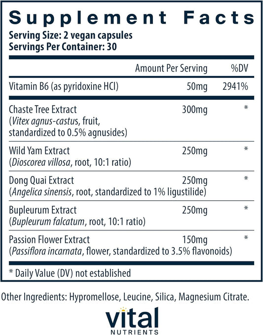 Vital Nutrients PMS Support | Vegan Supplement | Vitex Berry and Passi