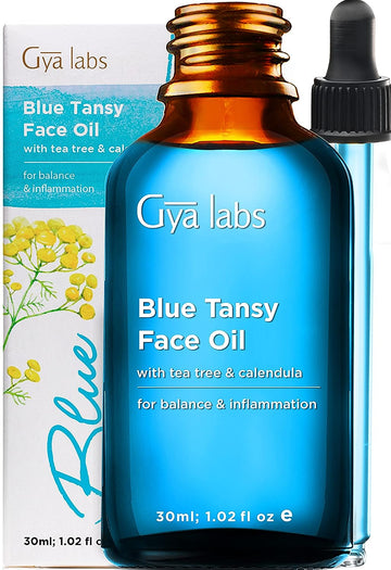 Gya Labs Blue Tansy Face Oil for Sensitive Skin (1.02  ) - Formulated with Blue Tansy Extract, Squalane and Vitamin E - Soothes Irritation, Hydrates Skin & Reduces Breakouts For Calmer Complexions