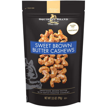 Squirrel Brand Sweet Brown Butter Cashews, 3.5 Ounces, Gluten Free, Vegetarian