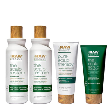 Raw Sugar Scalp Intensive Ritual Bundle - Shampoo, Conditioner, Scalp Scrub & Hair Masque, Clean Ingredients, Formulated without Sulfates & Parabens