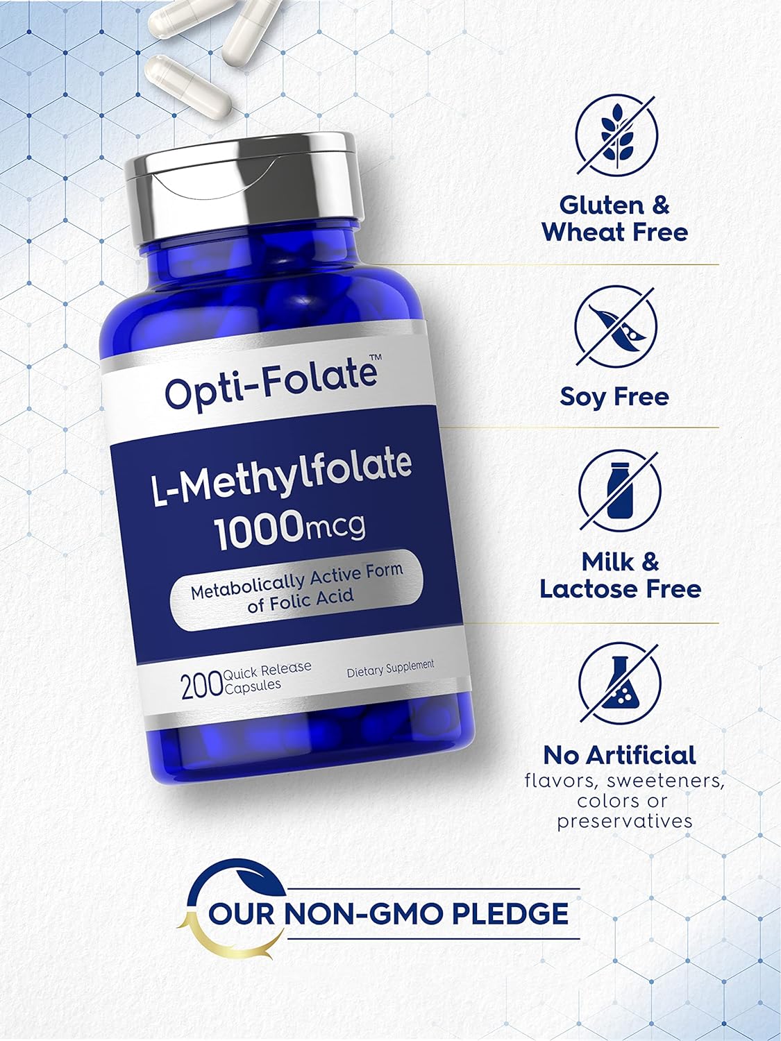 L Methylfolate 1000mcg | 200 Capsules | Value Size | Optimized and Act