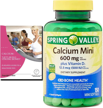 Spring Valley Calcium 600Mg With Vitamin D3 12.5Mcg Mini Softgels, 150 Ct (1 Pack), Bundle With Exclusive Let'S Build St
