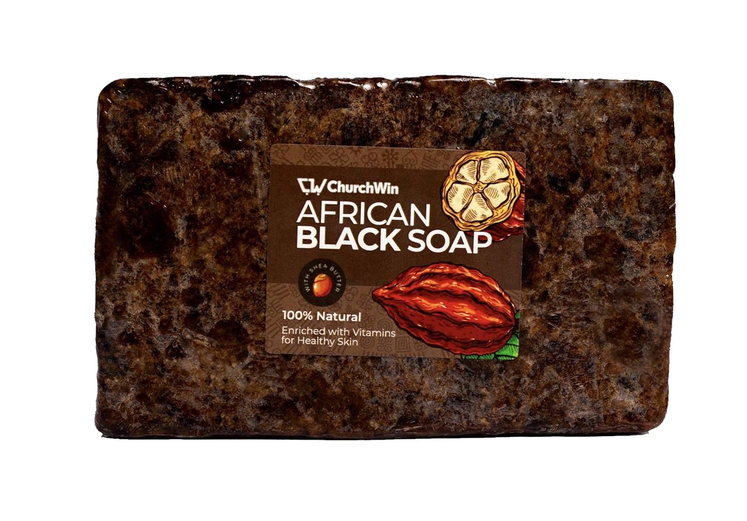 Churchwin African Black Soap, 1LB/16 /500g Organic 100% l, For Acne and eczema, Dry Skin & Rashes, Face & Body Wash, All Skin Types, Authentic Handmade Soap, Pure Raw Ingredients. 1Lb(16 )