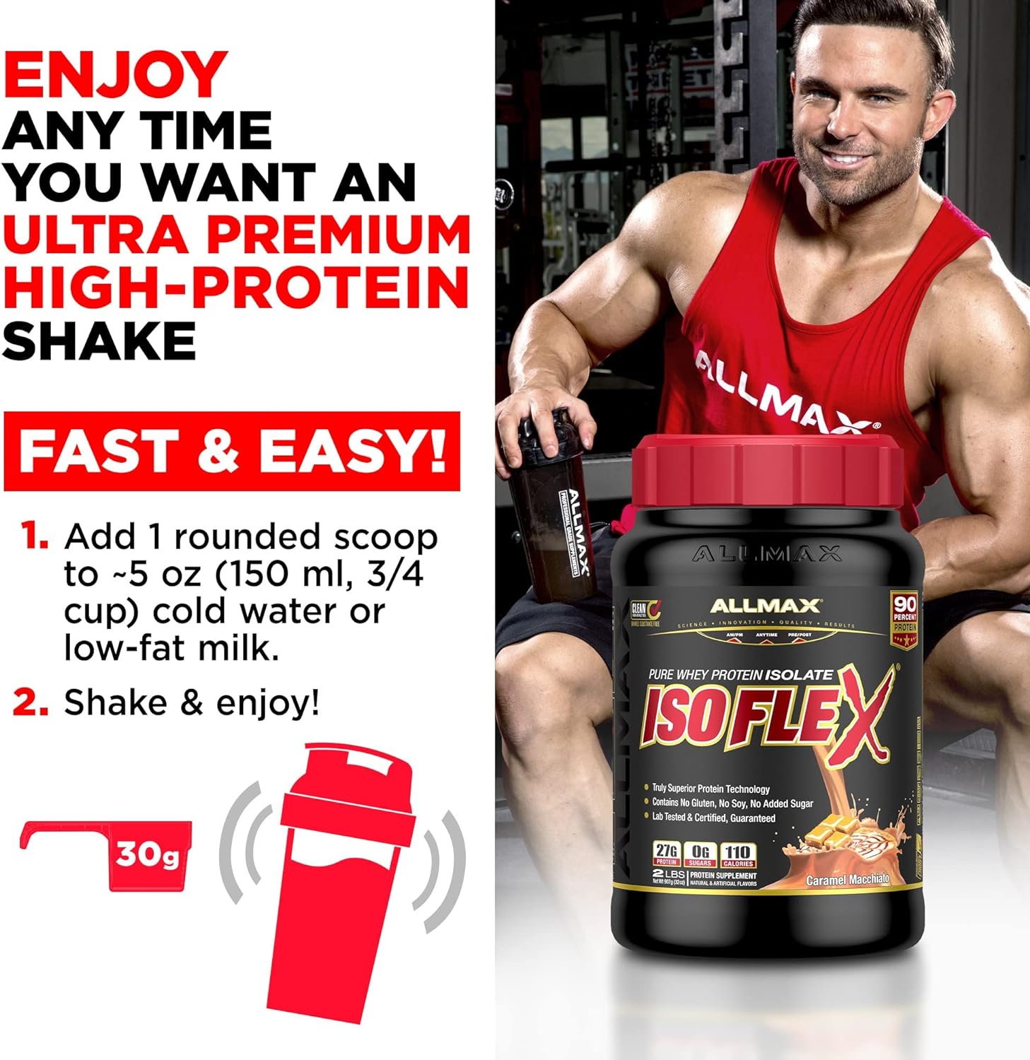 ALLMAX ISOFLEX Whey Protein Isolate, Cookies & Cream - 2 lb - 27 Grams