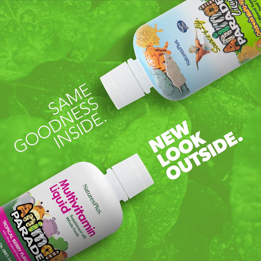 Naturesplus Animal Parade Children'S Liquid Multivitamin, Tropical Berry Flavor - 30 Fl Oz, Pack Of 2 - Whole Food Suppl