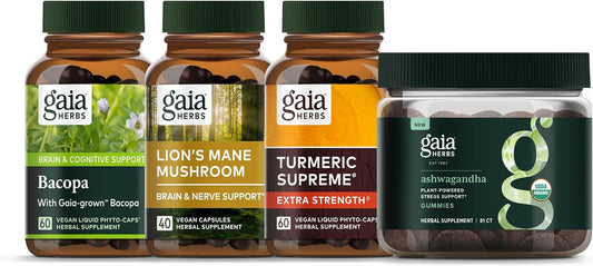 Gaia Herbs Focus Kit - Bacopa, Lion's Mane Mushroom, Ashwagandha Gummi