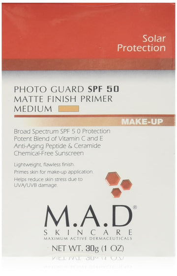 M.A.D SKINCARE SOLAR PROTECTION: Photo Guard SPF 50 Matte Finish Primer: Medium - 30g