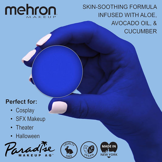 Mehron Makeup Paradise Makeup AQ Refill Size | Perfect for Stage & Screen Performance, Face & Body Painting, Beauty, Cosplay, and Halloween | Water Activated Face Paint, Body Paint, Cosplay Makeup .25  (7 ) (LAGOON BLUE)