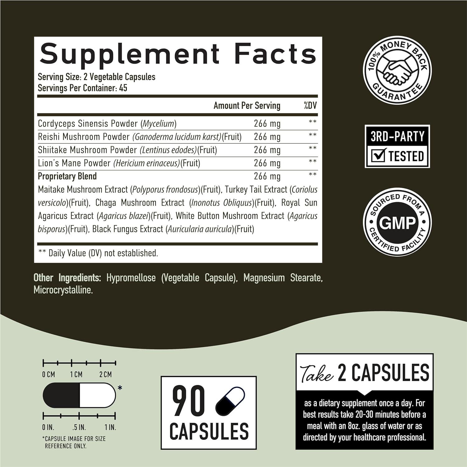 10 Mushroom Complex Supplement | 1300+ MG Blend | Immune & Adaptogen S