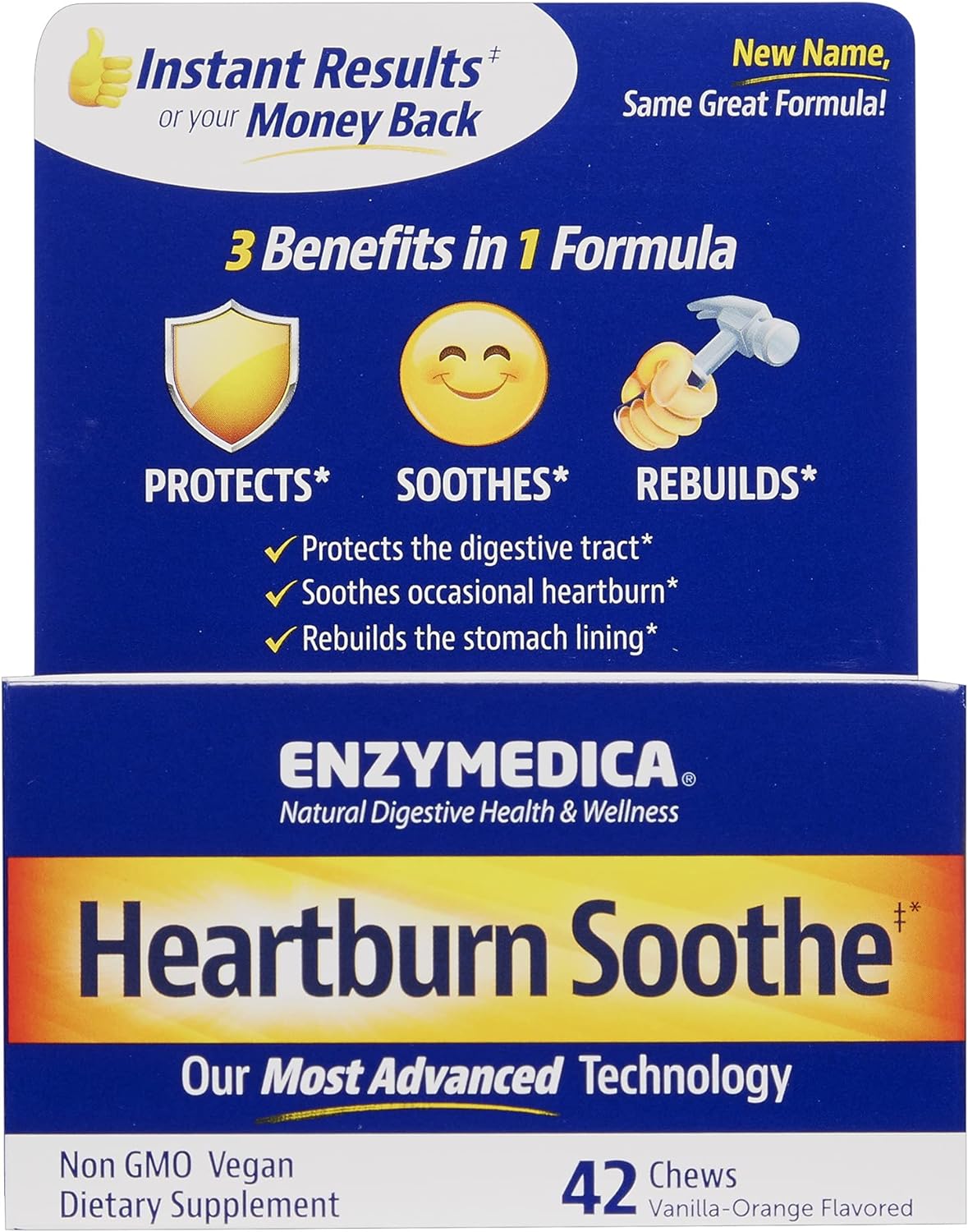 ENZYMEDICA - Heartburn Soothe (42 Chewable Tablets) | Vanilla/Orange F90.72 Grams