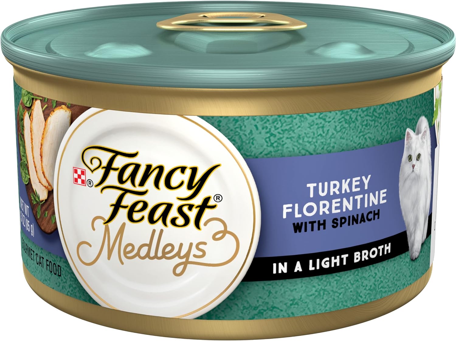 Purina Fancy Feast Wet Cat Food Medleys Turkey Florentine With Spinach In A Light Cat Food Broth - 3 Oz. Can