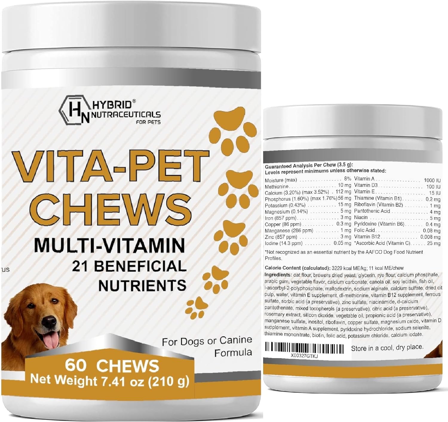 Vita-Pet Dog MultiVitamins Chewable - 21 in 1 Daily Vitamin & Mineral with EPA, DHA, Antioxidants - Support Dog's Immune