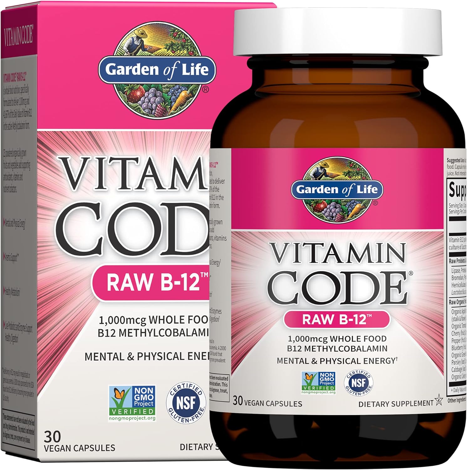 Garden Of Life B12 - Vitamin Code Raw - 30 Capsules, 1,000Mcg Whole Fo