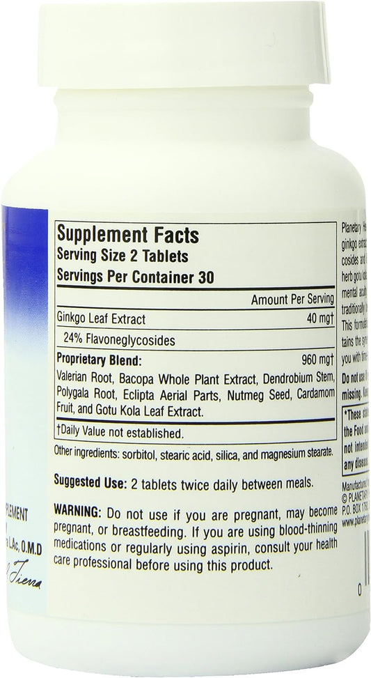 Planetary Herbals Ginkgo Awareness Tablets, 60 Count