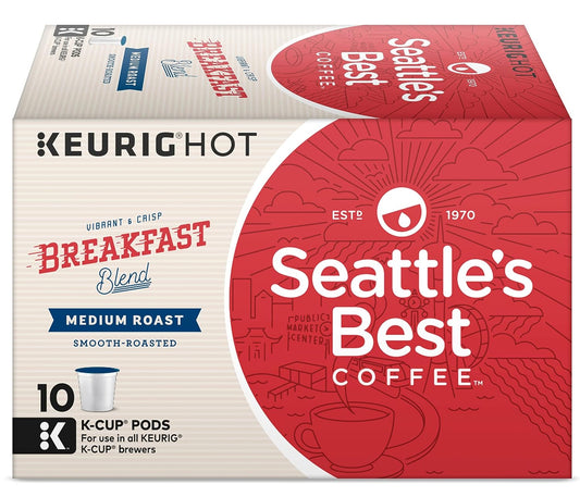 Seattle’s Best Coffee K-Cup Pods, Breakfast Blend, Medium Roast Coffee, Smooth-Roasted K-Cups for Keurig K-Cup Brewers, 10 CT K-Cups/Box (Pack of 3 Boxes)