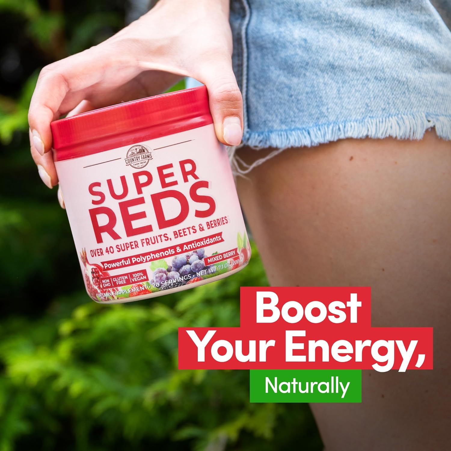 COUNTRY FARMS Super Reds, Energizing Polyphenol Superfood, Over 40 Sup