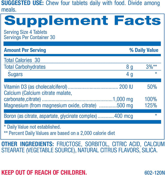 Chewable Calcium Supplement 1000mg - 120 Vegetarian Tablets with Vitam