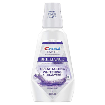 Crest 3D White Brilliance Alcohol Free Whitening Mouthwash, Clean Mint, 1 L (33.8  )