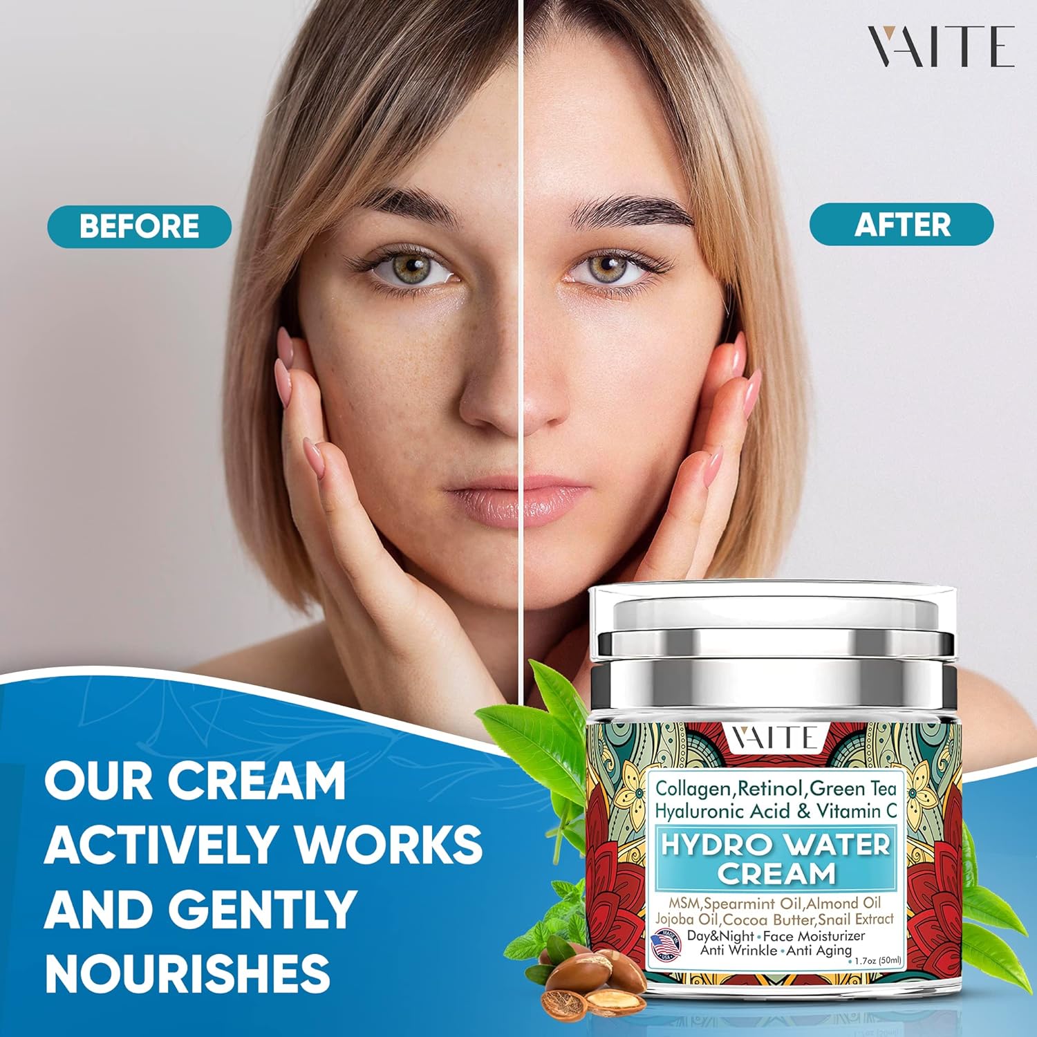 VAITE Water Based Moisturizer Face - Best Cream Facial Care 