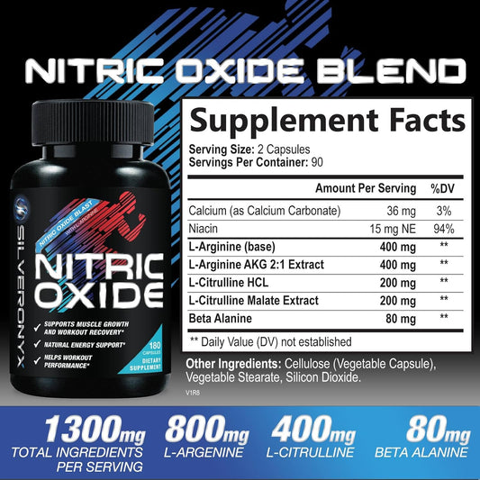 Extra Strength Nitric Oxide Supplement L Arginine 3X Strength - Citrulline Malate, AAKG, Beta Alanine - Premium Muscle S