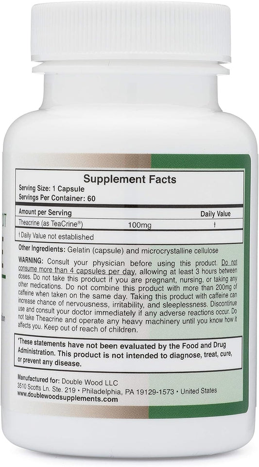 Theacrine (Teacrine) 100 Mg, 60 Capsules - Energy and Focus