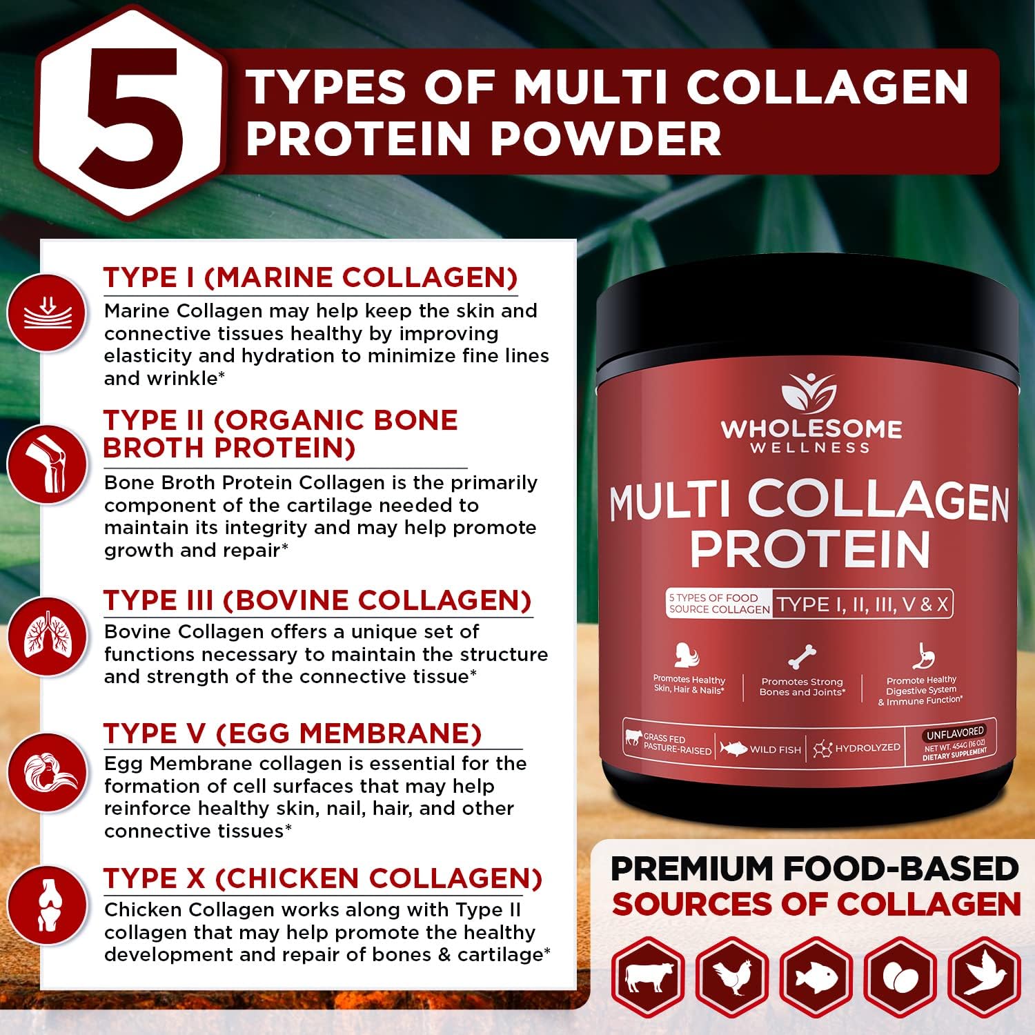 Multi Collagen Protein Powder Hydrolyzed (Type I II III V X)