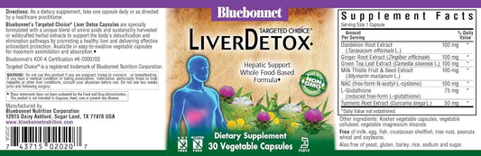 Bluebonnet Nutrition Targeted Choice Liver Detox Herbal Blend, 30 Coun