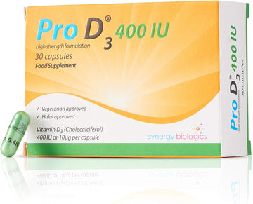 Pro D3 400 IU (Vitamin D3 10mcg) Vegetarian Society Certified | 30 Cap20 Grams