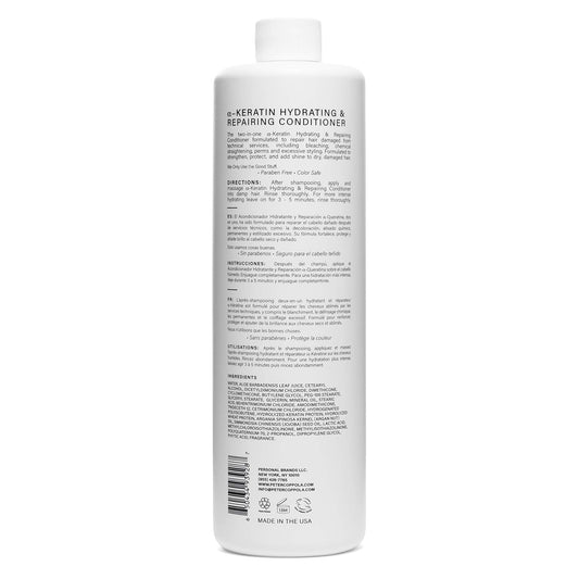 PETER COPPOLA Hydrating & Repairing Conditioner With Keratin 24 . - Repairs Damaged Hair - Strong Healthy Hair - Hydrates and Nourishes - Keratin Infused Conditioner